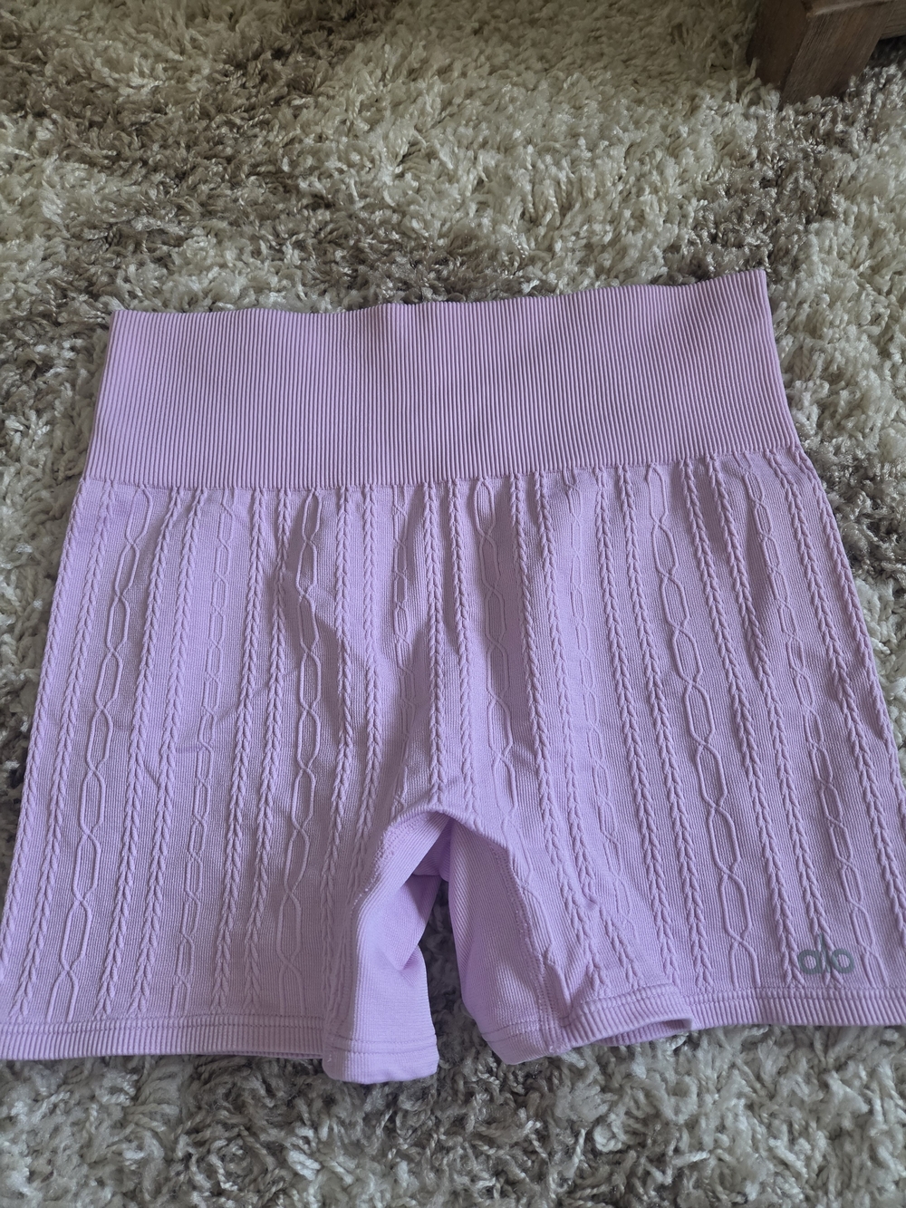 ALO Yoga Cable-Knit High-Rise Pink Bike Shorts